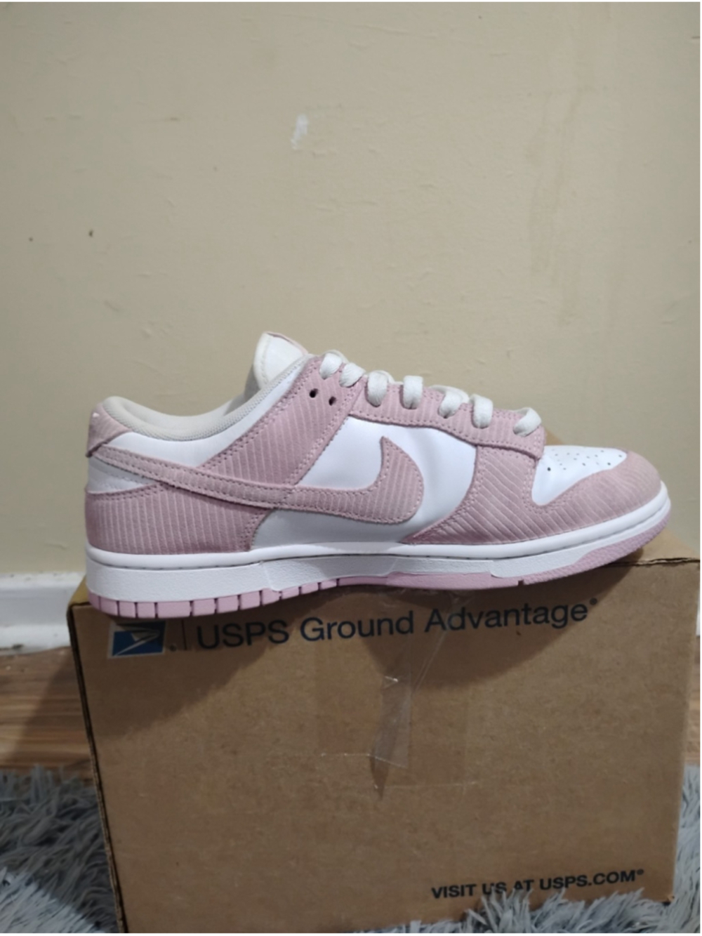 Nike Dunk Low Women Size 10 Pink Corduroy White/Pink Sneakers FN7167-100 - Picture 10 of 12